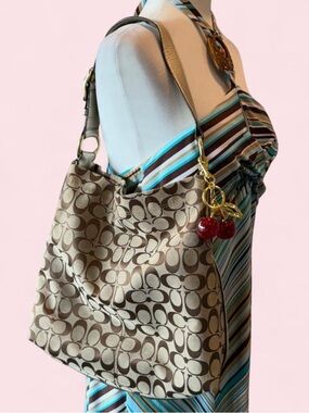 Coach Khaki Brown Signature Shoulder Bag